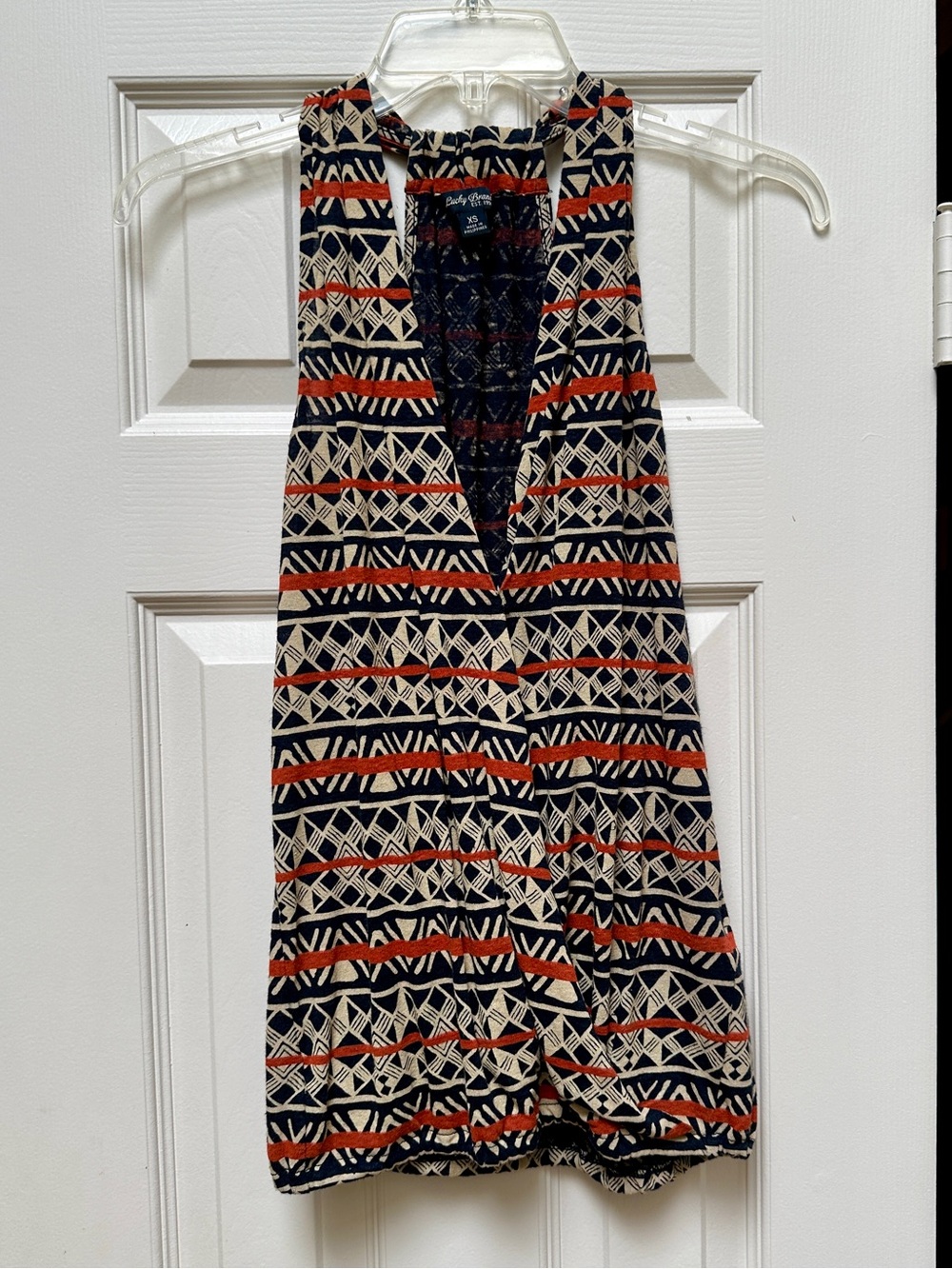 Lucky Brand Navy, Cream & Rust Tribal Print Sleeveless Top